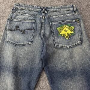 Rare Y2K Vintage LRG Double Sided Embroidered Jeans Grass Roots Men’s Size 36x32